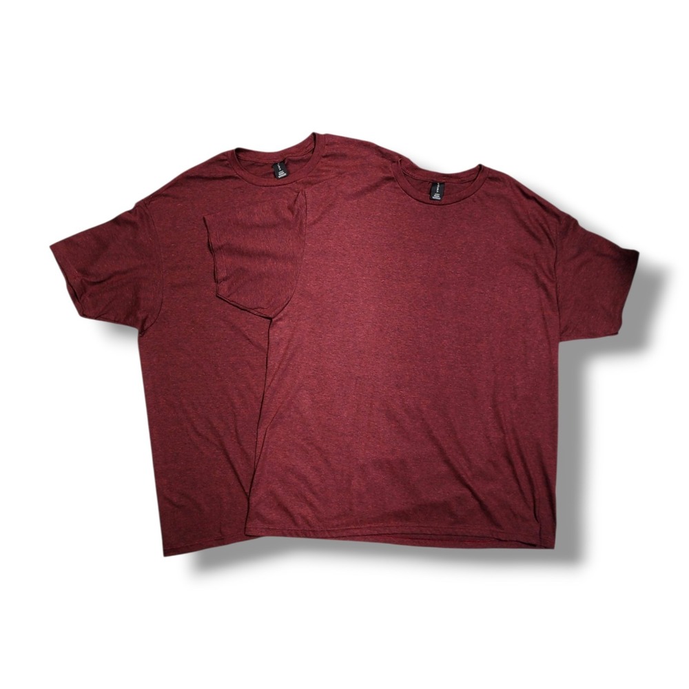 OPTIMA London Crew Neck Maroon Heathered T-shirt Men's 2XL Lot‎ of 2